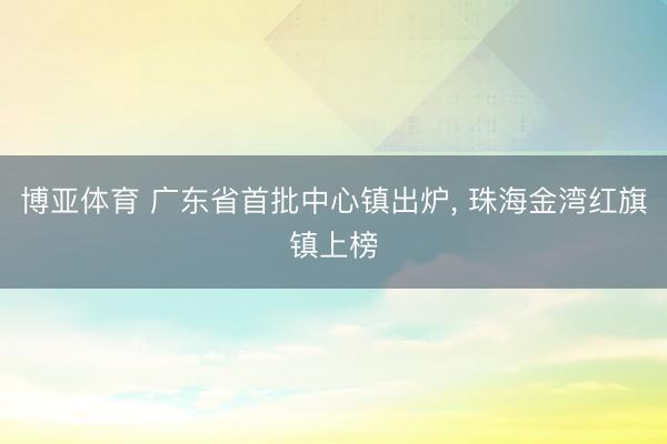 博亚体育 广东省首批中心镇出炉， 珠海金湾红旗镇上榜