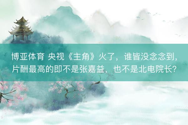 博亚体育 央视《主角》火了，谁皆没念念到，片酬最高的即不是张嘉益，也不是北电院长？