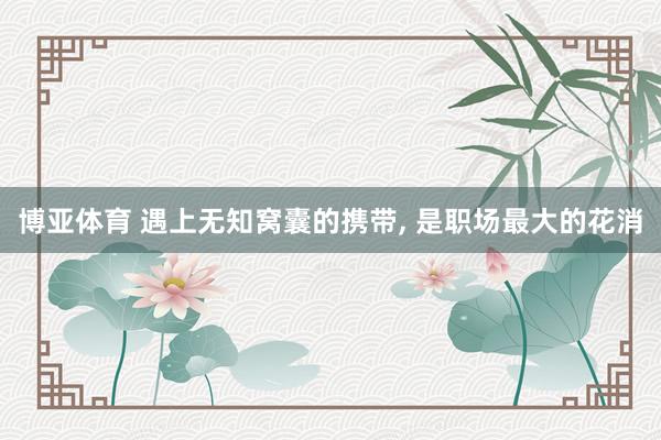 博亚体育 遇上无知窝囊的携带， 是职场最大的花消